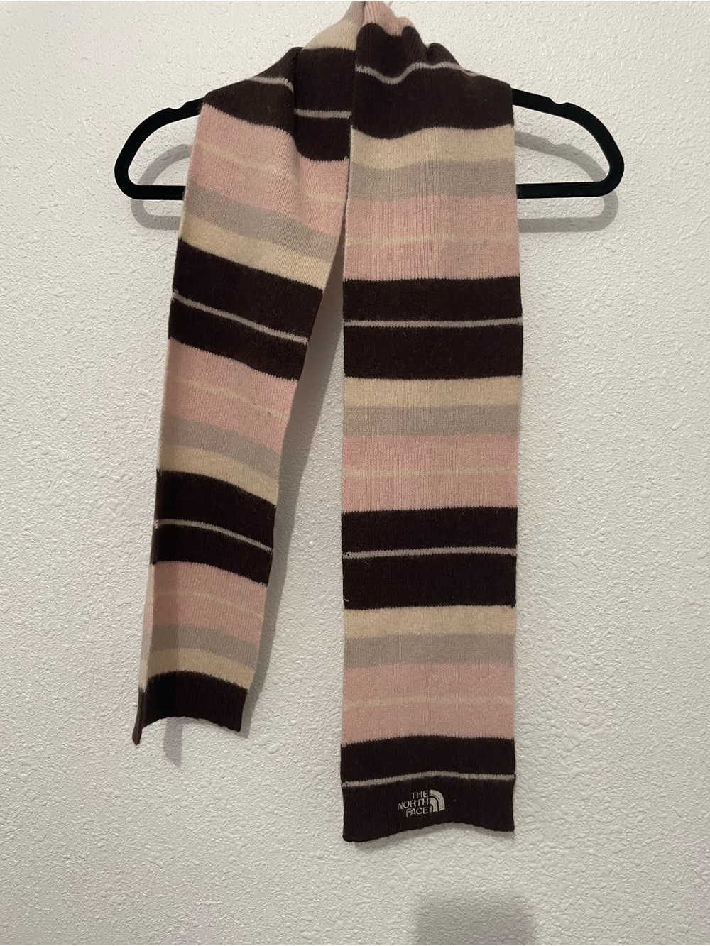 Women’s The North Face Wool Blend Scarf Pink Brown Striped